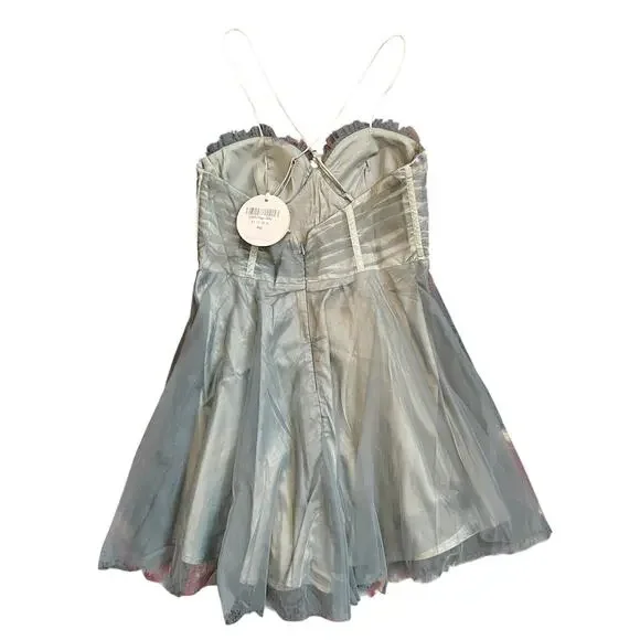 NWT Selfie Leslie Smitten Sweetheart Chiffon Sage Mini Dress Size XL Womens - Picture 5 of 9